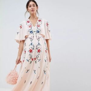 ASOS Maternity Floral Embroidered Maxi Dress in Cream